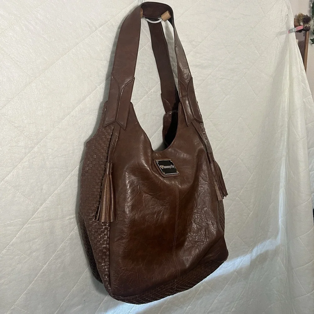 Loungefly Sugar Skull‎ Brown Lattice Large Tote Bag Y2K Purse 16x18 Retro Purse
